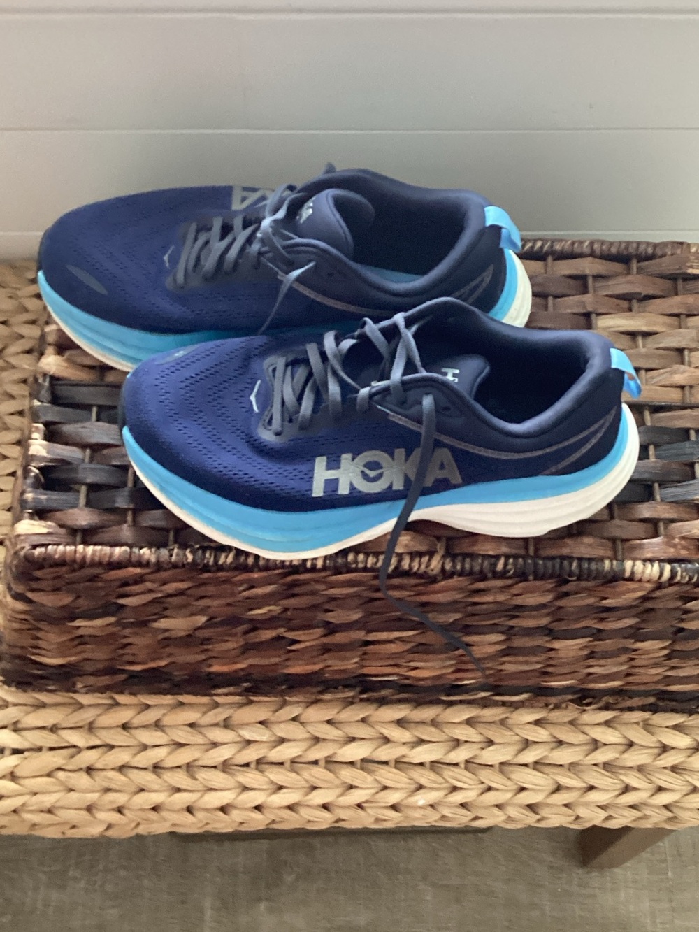 Hoka Men's Navy and Light Blue Cushioned Running Shoes - Picture 2 of 11